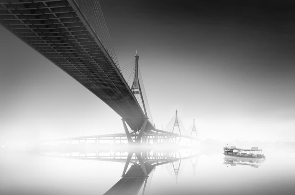 Majestic Bridge Fog by boonlertro — canvas wall art