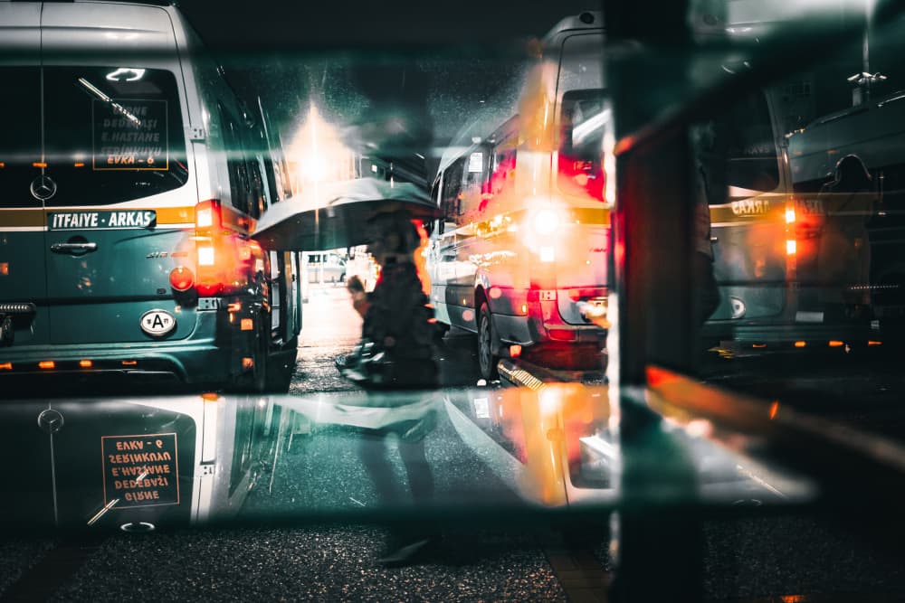 Rainy City Reflections by Ali Ayer — canvas wall art