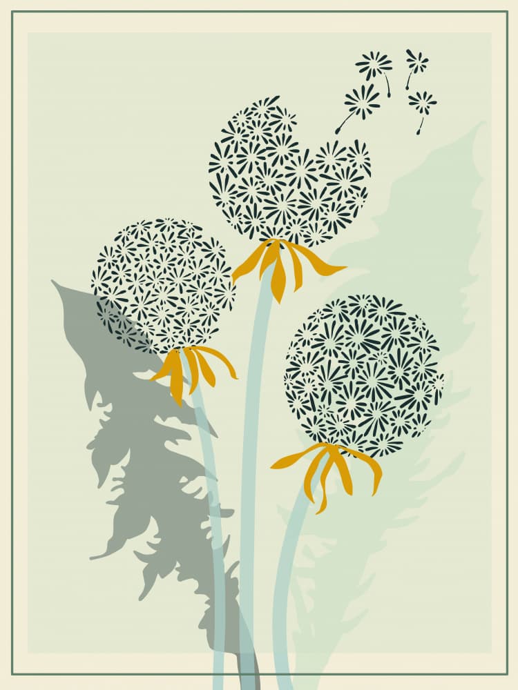 Wind Blown Dandelions by Annick — canvas wall art
