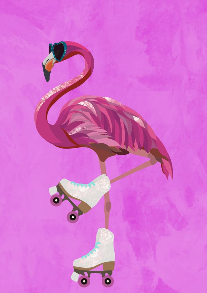 Roller Skating Flamingo by Sarah Manovski — canvas wall art