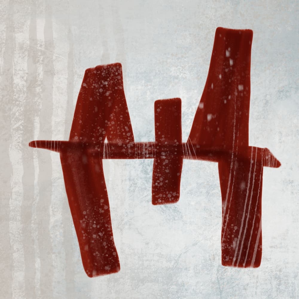 Frosty Red Letter H by MANSI SAXENA — canvas wall art