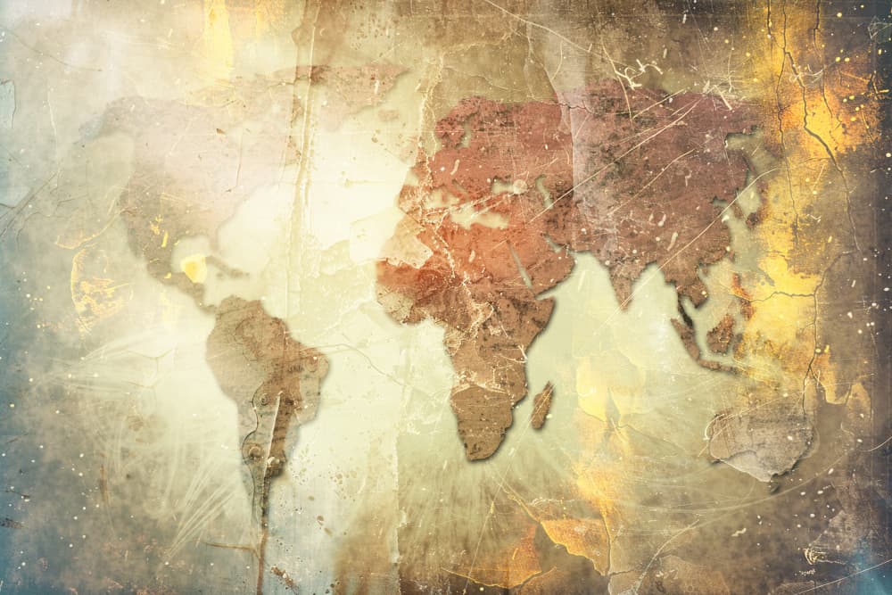 Vintage World Map by Rafal Kulik — canvas wall art