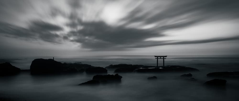 Serene Japanese Ocean Gate by R Suguri — canvas wall art