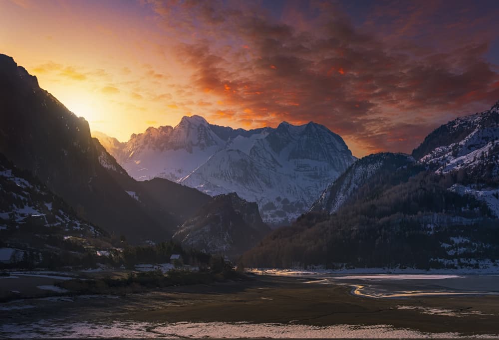 Majestic Mountain Sunset by joanaduenas — canvas wall art