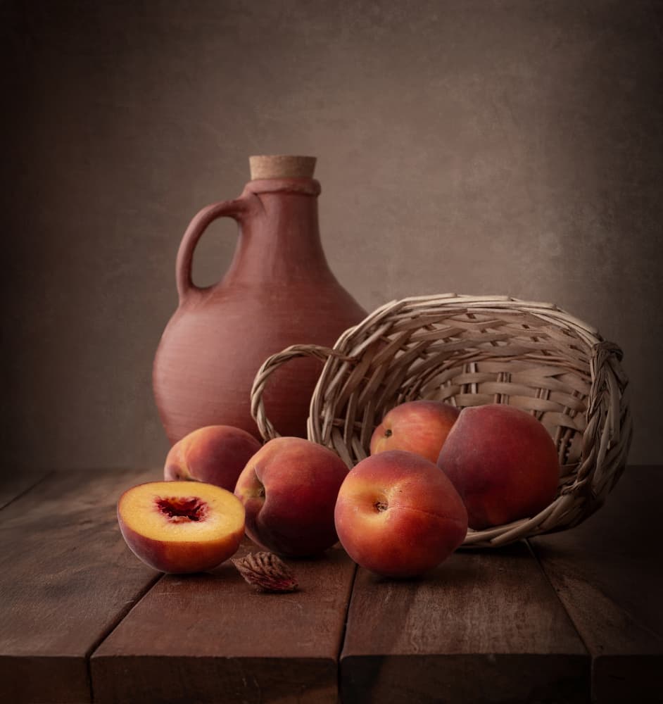 Fresh Peaches Still Life by Margareth Perfoncio — canvas wall art