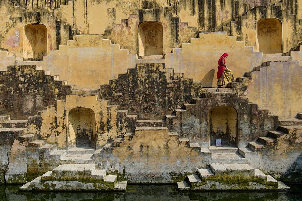 Woman Descending Stepwell by Muslianshah Masrie — canvas wall art