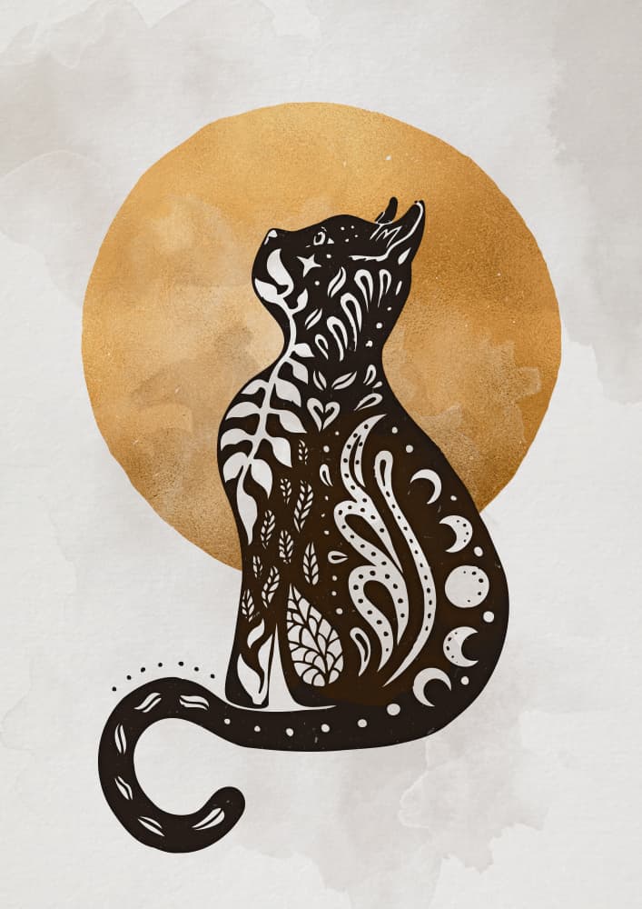 Ornate Cat Golden Moon