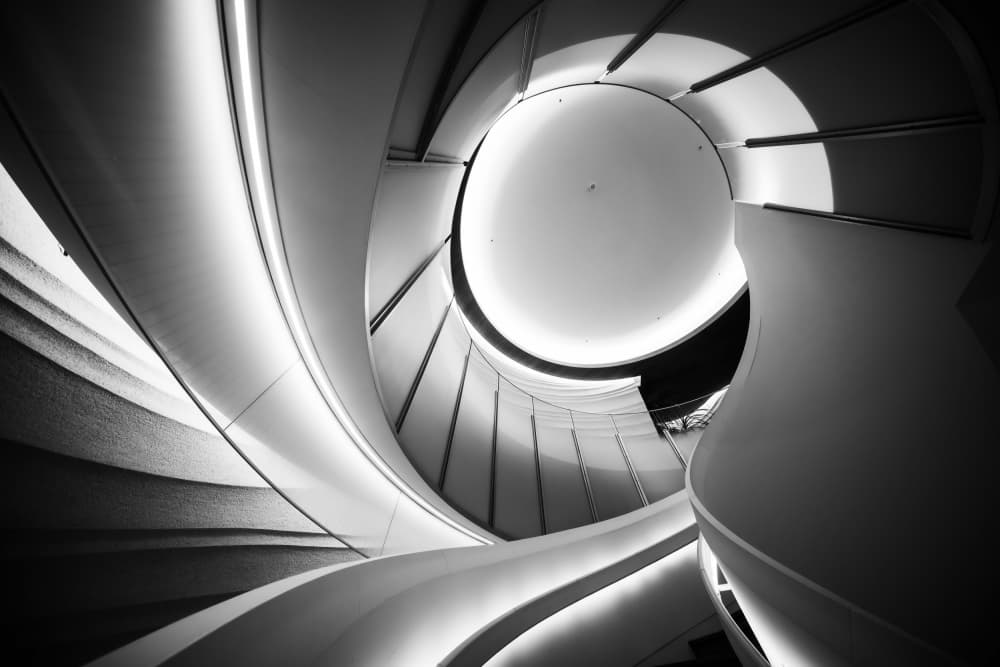 Modern Spiral Staircase by Tomoshi Hara — canvas wall art