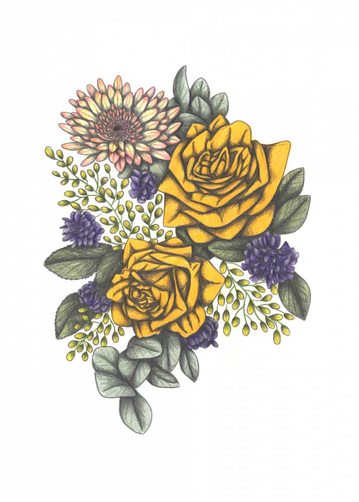 Yellow Rose Bouquet by Cecilia Battaini — canvas wall art