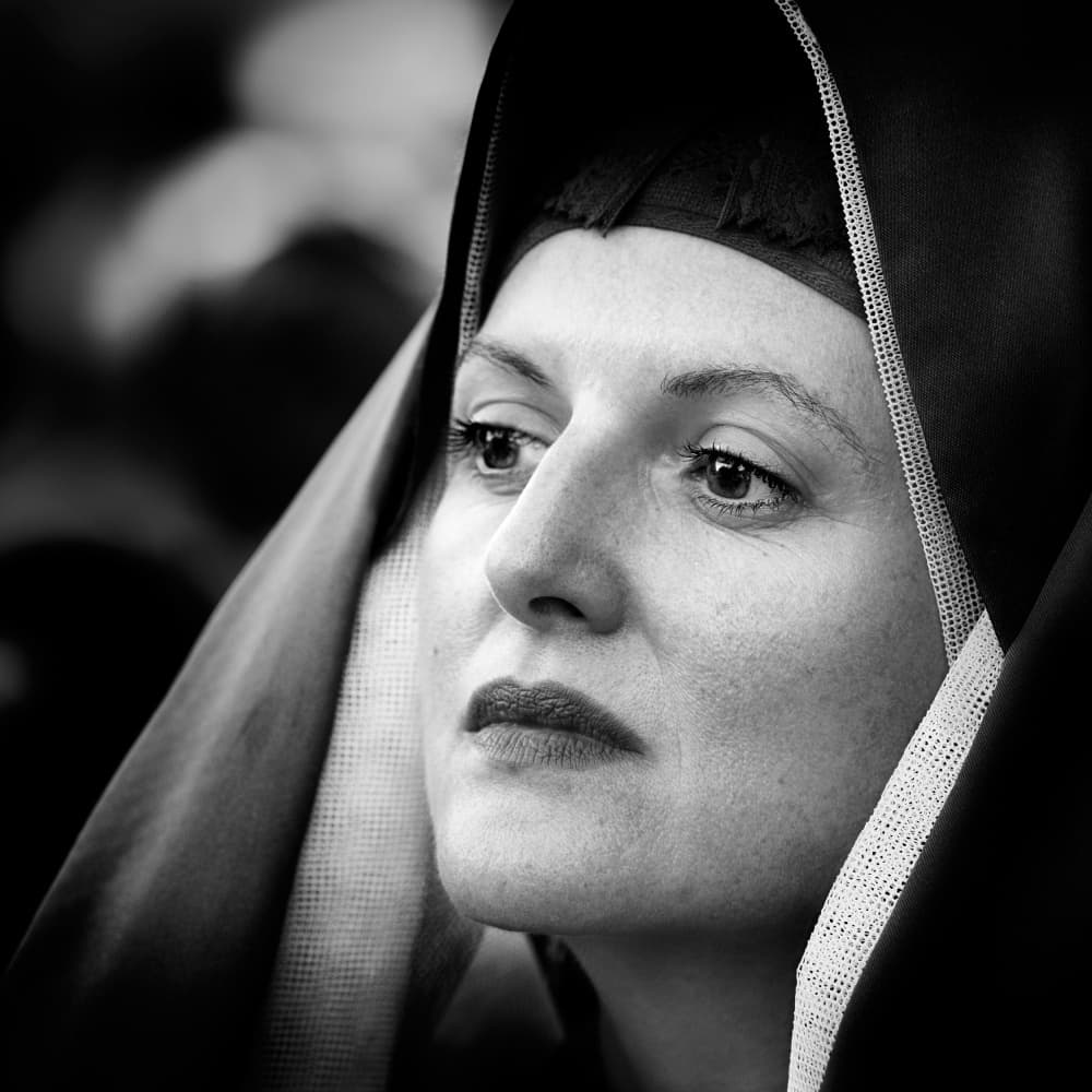 Pensive Hooded Woman by Giovanni Cavalli — canvas wall art