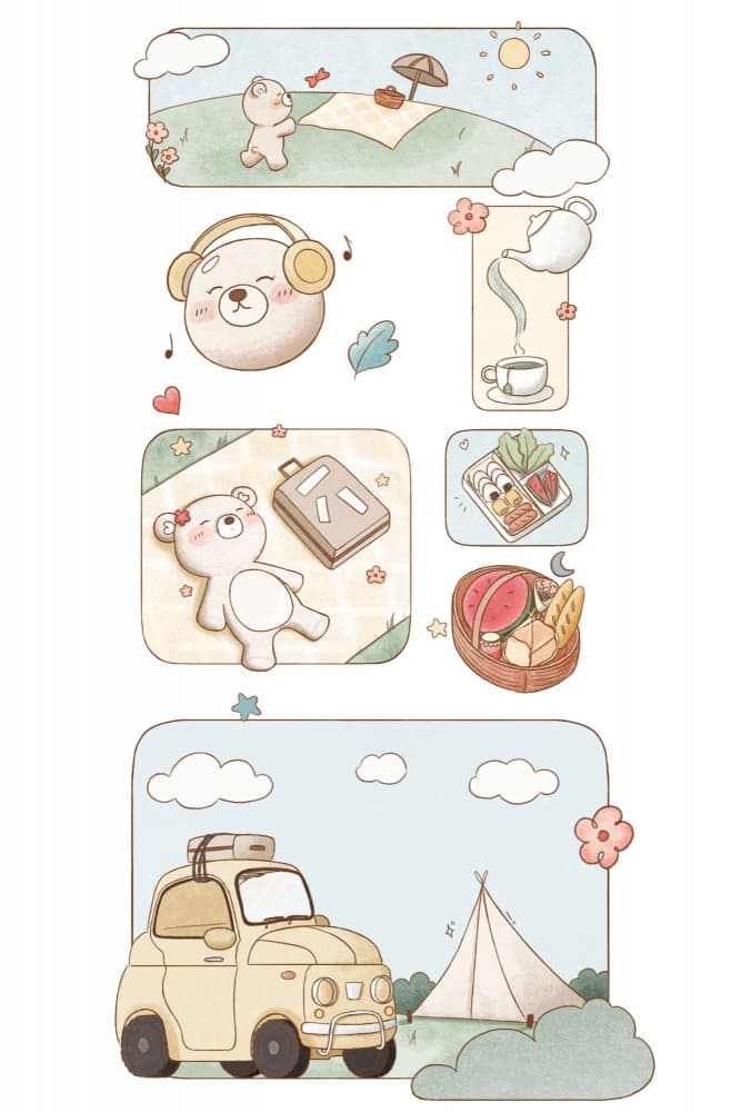 Bear Summer Adventures by Xuan Thai — canvas wall art