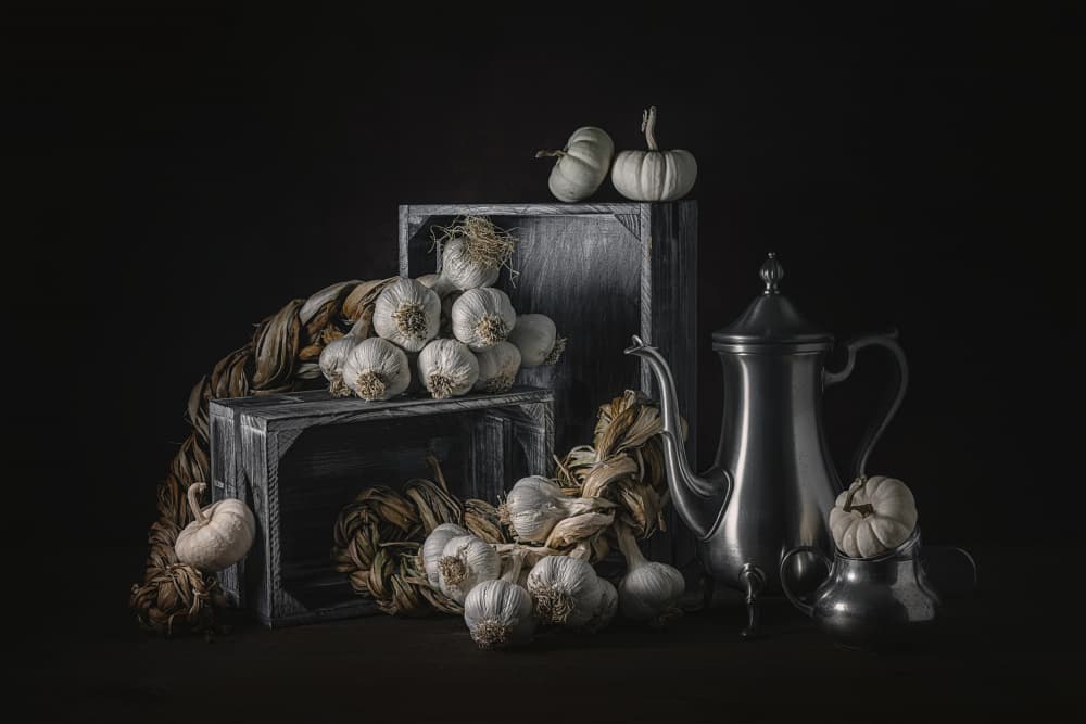 Rustic Garlic Still Life by Lydia Jacobs — canvas wall art