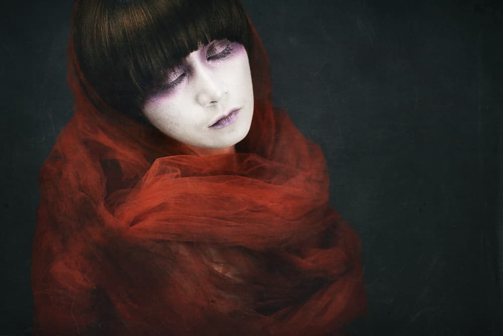 Red Veiled Serenity by Abr Abe — canvas wall art