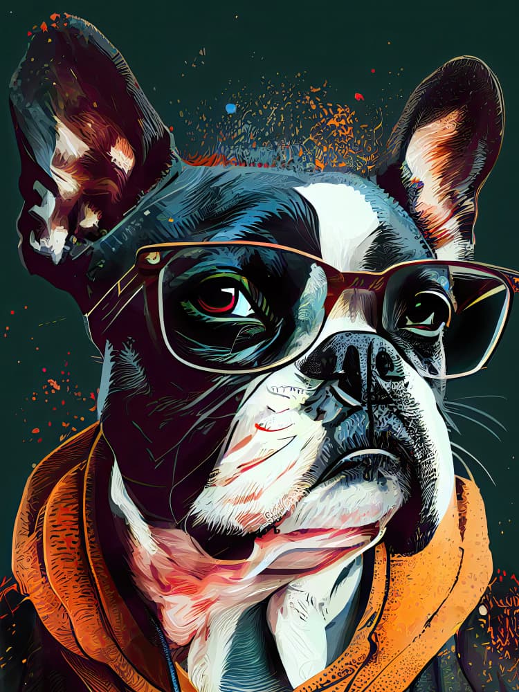 Stylish Boston Terrier by Justyna Jaszke — canvas wall art