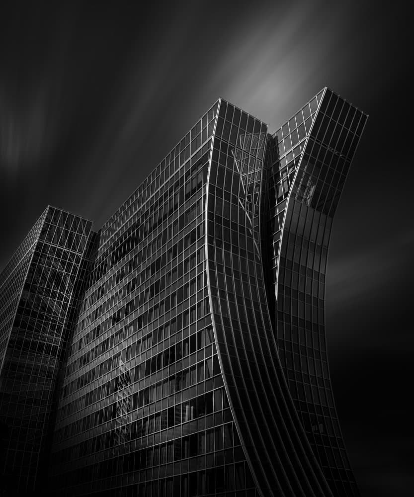 Dramatic Curved Skyscraper by Yoshihiko Wada — canvas wall art