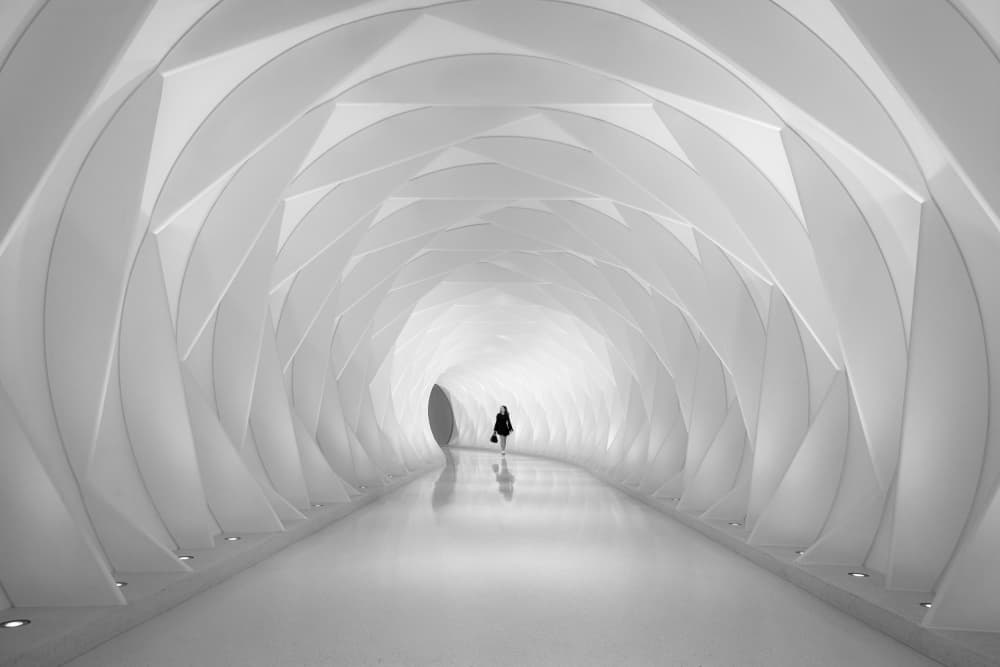 Futuristic White Tunnel by Li Jian — canvas wall art