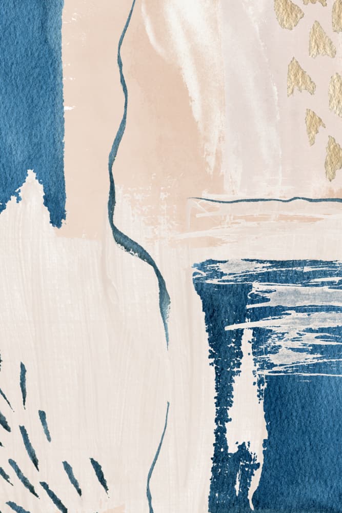 Abstract Blue and Gold by Sally Ann Moss — canvas wall art
