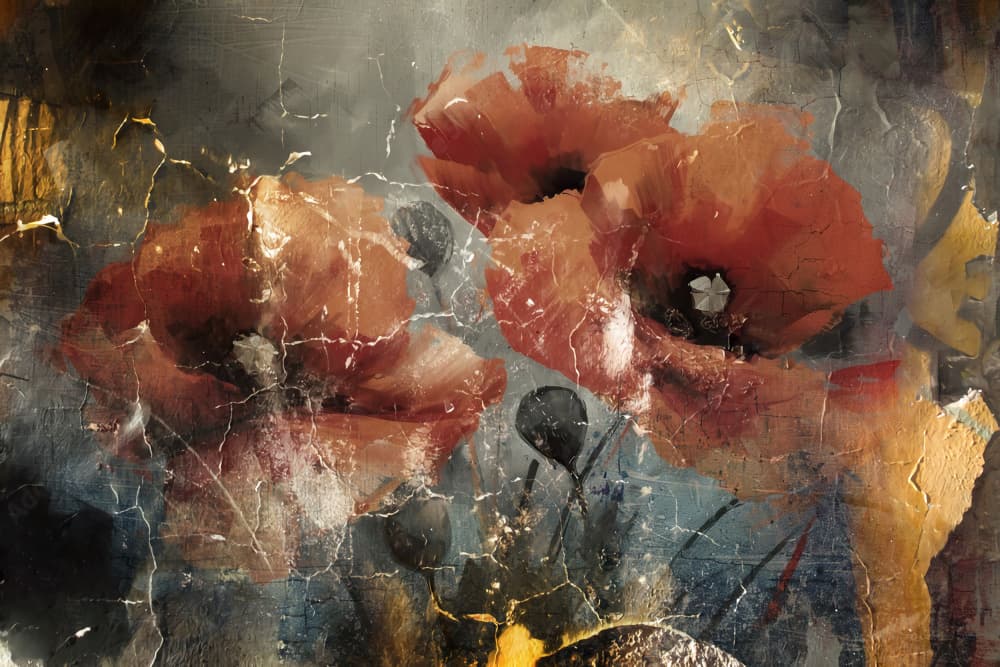 Elegant Gold Poppies by Rafal Kulik — canvas wall art