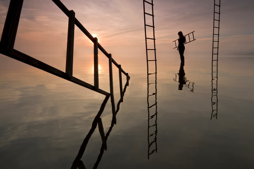 Woman's Sunset Journey by Leszek Paradowski — canvas wall art