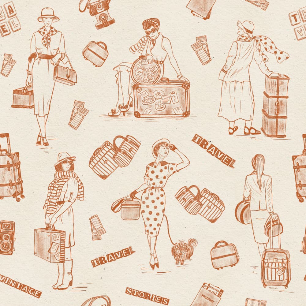 Vintage Travel Women by Olena Kovalova — canvas wall art