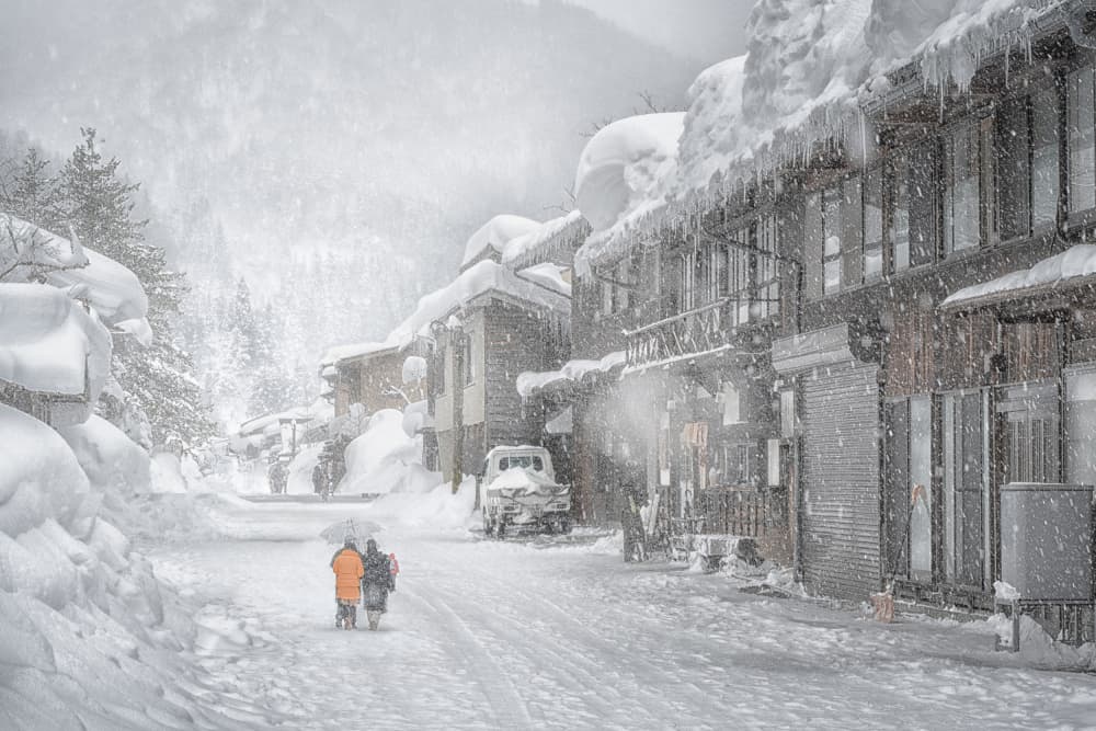 Snowy Village Walk by Siyu_Wei APA — canvas wall art