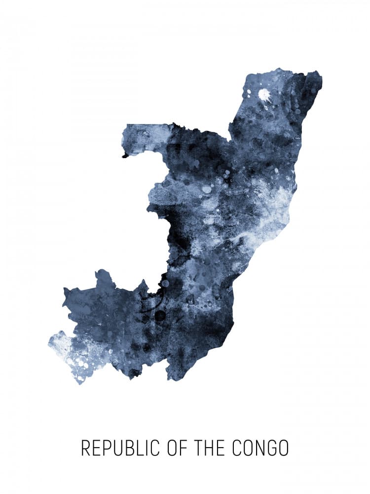 Indigo Congo Map by Michael Tompsett — canvas wall art