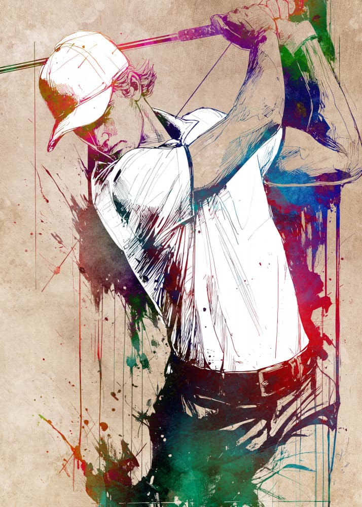 Vibrant Golf Swing by Justyna Jaszke — canvas wall art