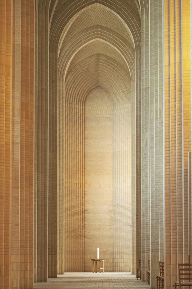 Contemplative Brick Arches by LIANG CHEN — canvas wall art
