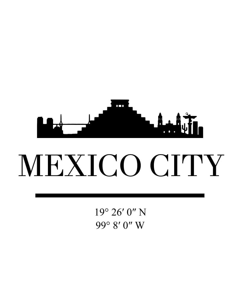 Mexico City Landmarks by Emiliano Deificus — canvas wall art