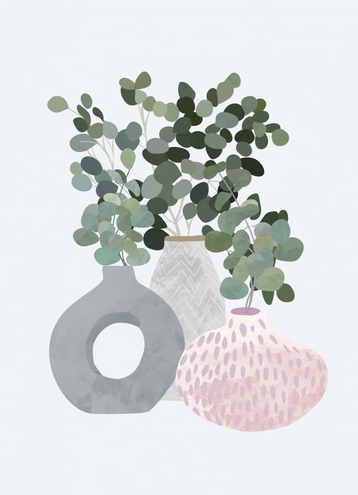 Modern Eucalyptus Vases by Sarah Manovski — canvas wall art