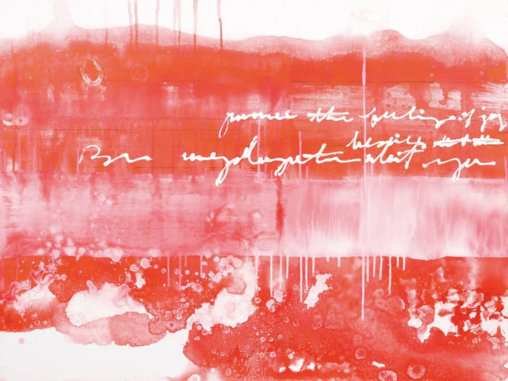 Vibrant Red Abstract Script by Deb Chaney — canvas wall art