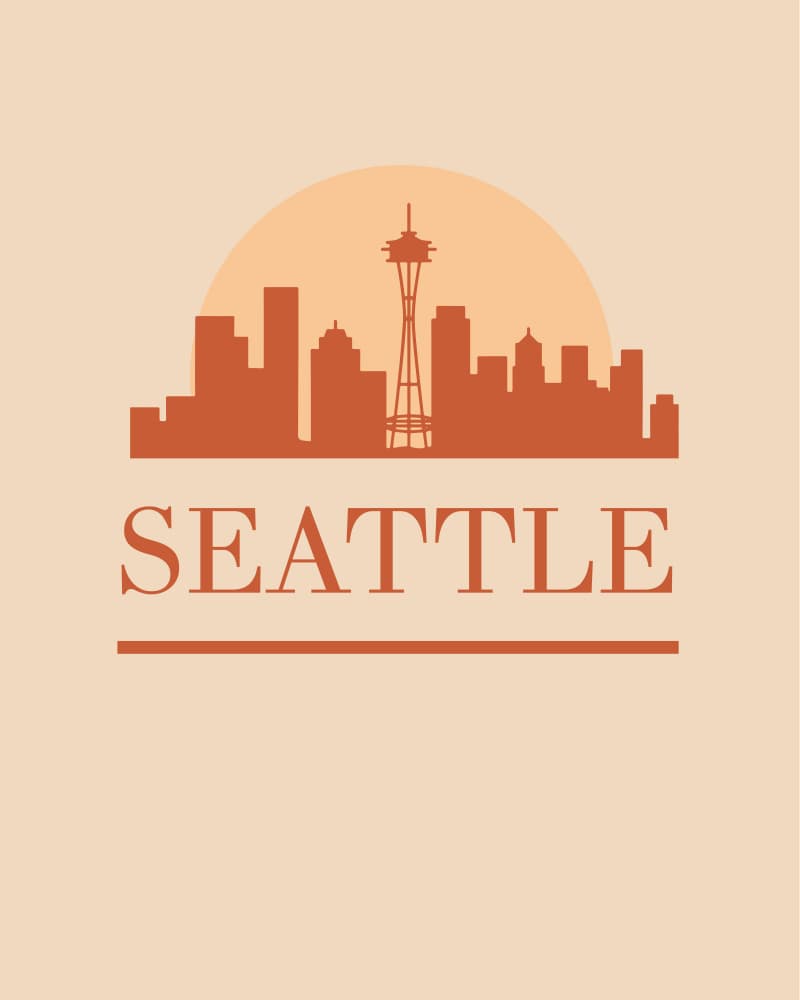 Seattle Skyline Sunset by Emiliano Deificus — canvas wall art