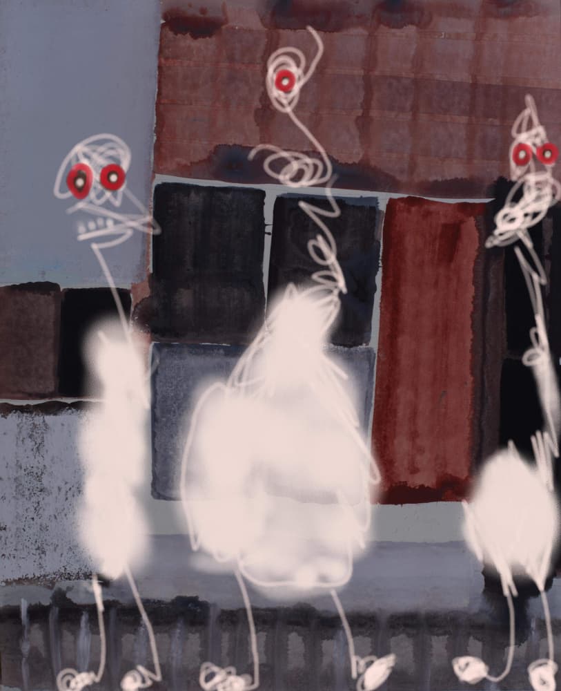 Eerie Red-Eyed Figures by Mr PETTO — canvas wall art