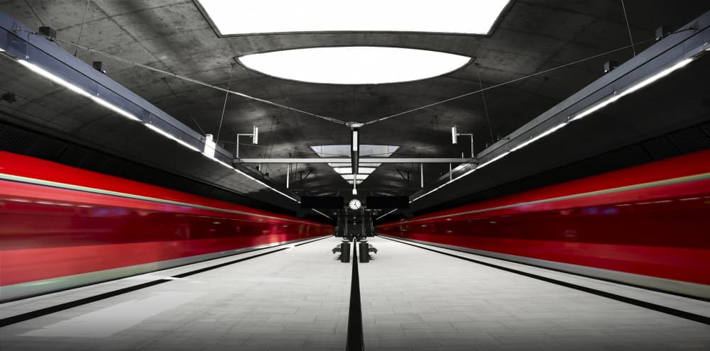 Red Rush Subway Station by Drazen Sokac — canvas wall art