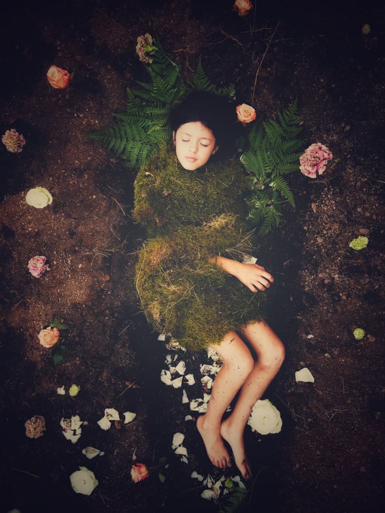 Sleeping Moss Girl by Delphine Margau — canvas wall art
