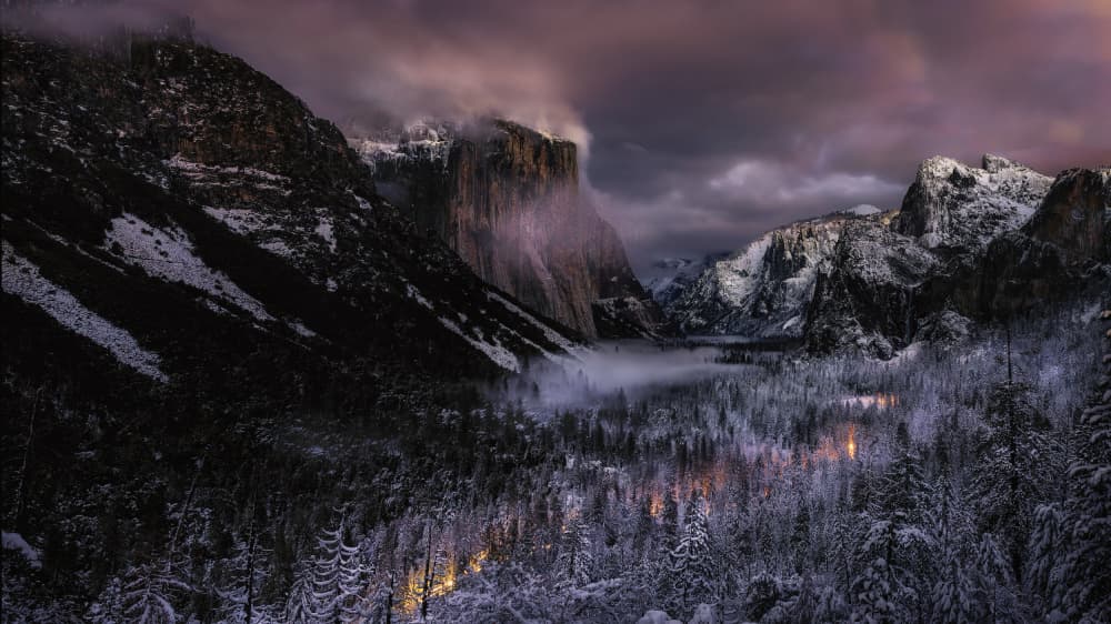 Purple Dusk Mountain Valley by ANNA AN — canvas wall art