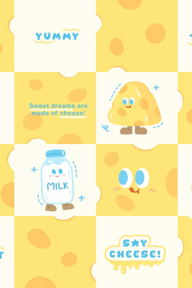 Cute Yellow Cheese Pattern by Xuan Thai — canvas wall art