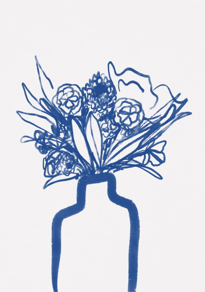 Blue Vase Bouquet by Athene Fritsch — canvas wall art