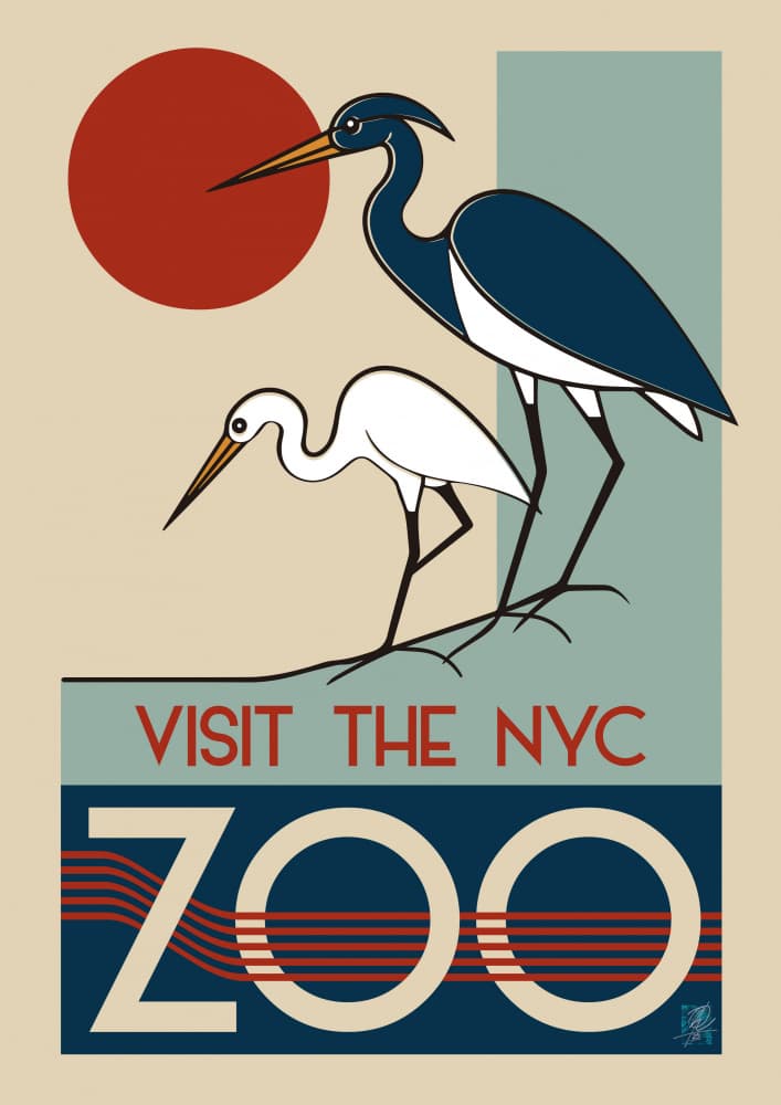 Art Deco NYC Zoo by Osvaldo Russo — canvas wall art
