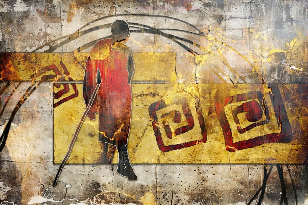 Rustic Tribal Warrior by Rafal Kulik — canvas wall art