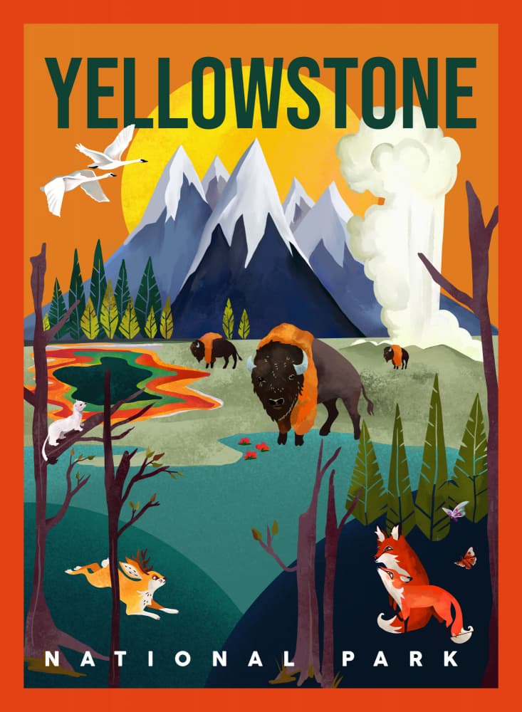 Yellowstone National Park Travel Art by The Whiskey Ginger — canvas wall art