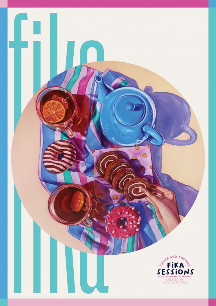 Cozy Fika Tea Time by Anna Zdanowicz — canvas wall art