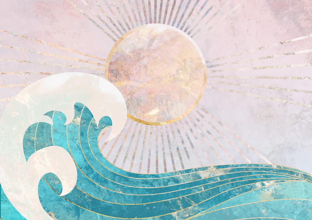 Pink Sky Ocean Wave by Sarah Manovski — canvas wall art