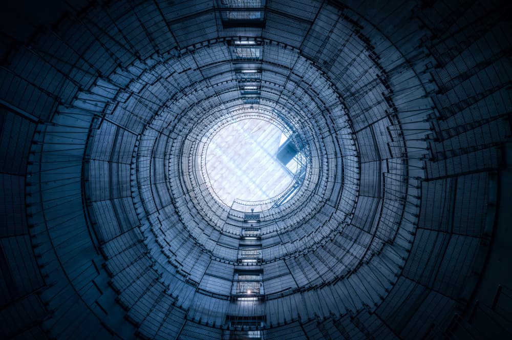Futuristic Blue Tunnel by YUTAKA KURAHASHI — canvas wall art