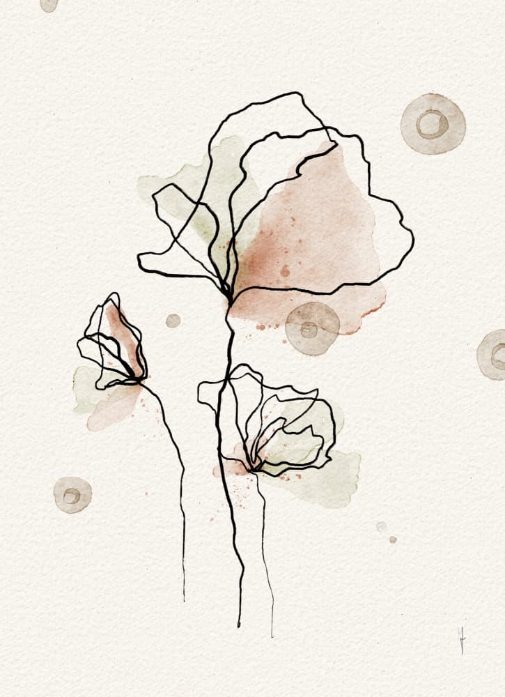 Abstract Watercolor Flowers by Ankie Kooi — canvas wall art