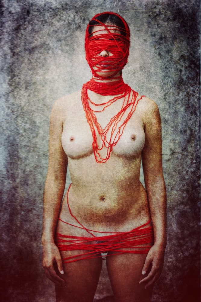 Red Thread Woman by Igor Genovesi — canvas wall art