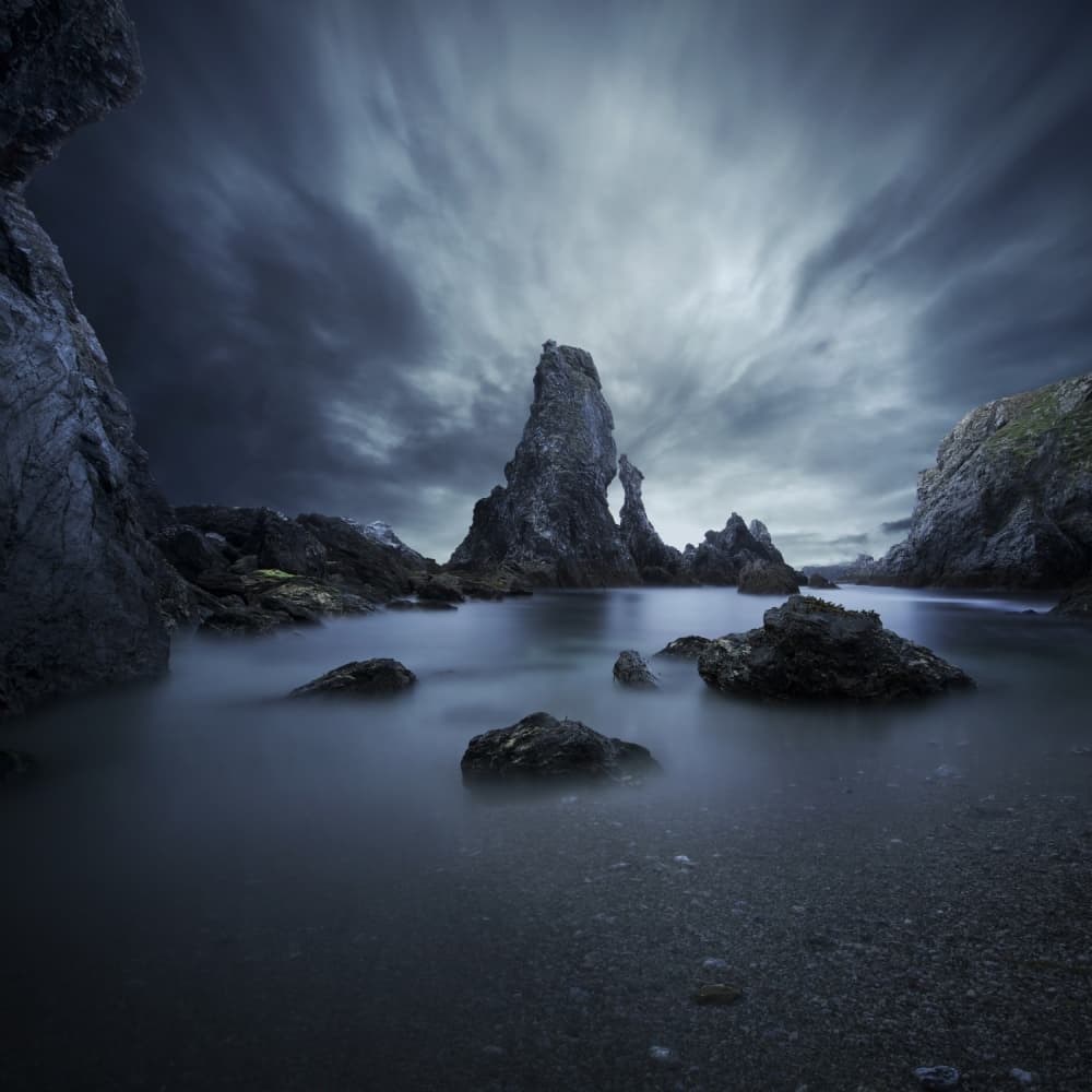 Moody Coastal Stacks by Sebastien DEL GROSSO — canvas wall art
