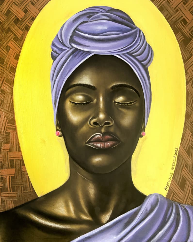 Serene Woman Gold Halo by Ayotunde ayomide — canvas wall art