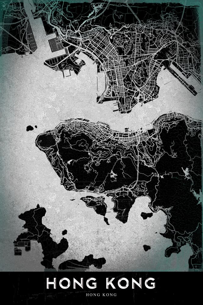 Hong Kong City Map by StudioSix — canvas wall art