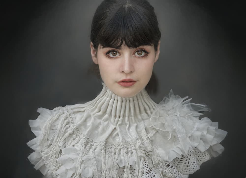 Elegant Ruffled Collar Portrait by kenp — canvas wall art
